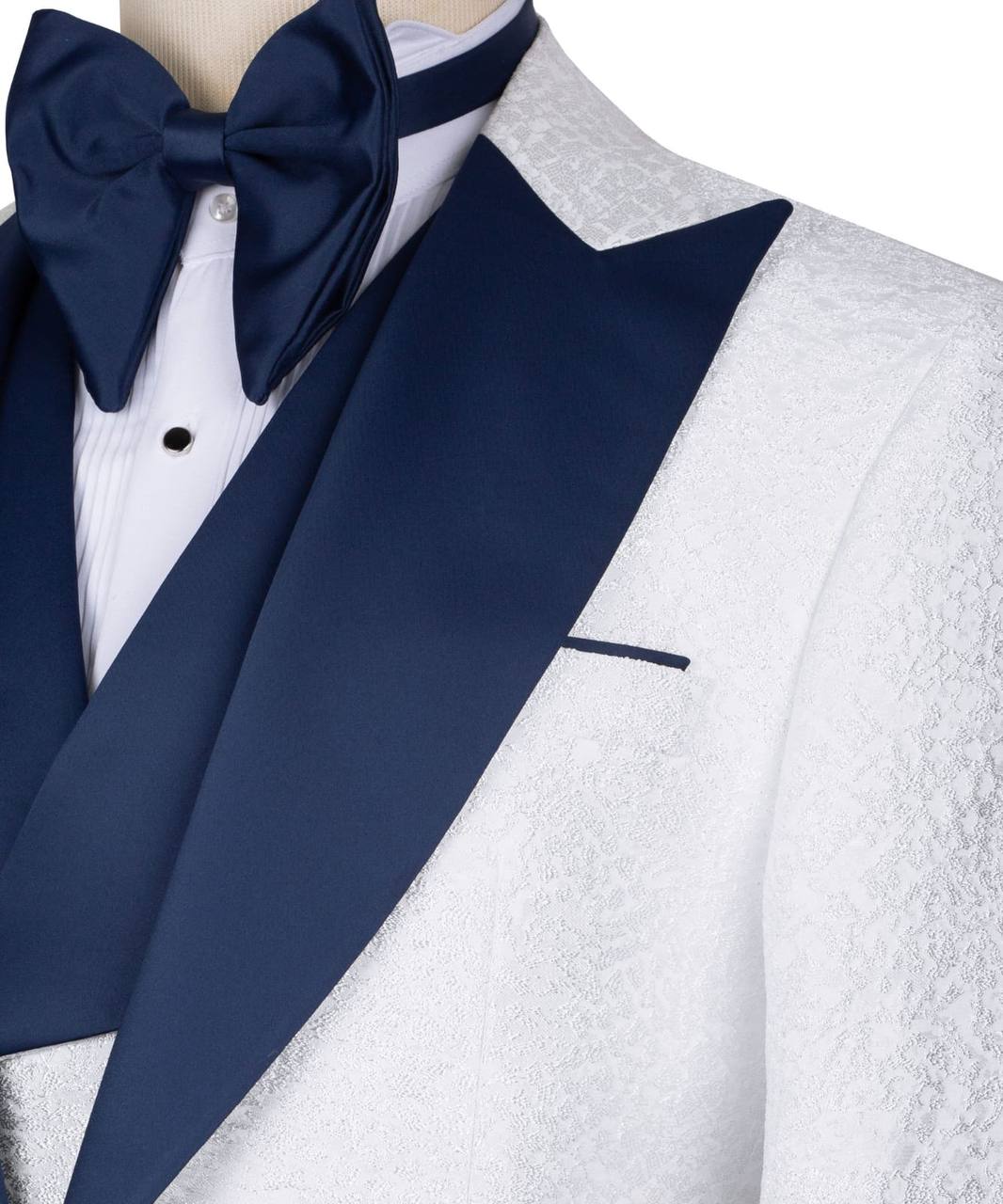 dark blue collar white tuxedo