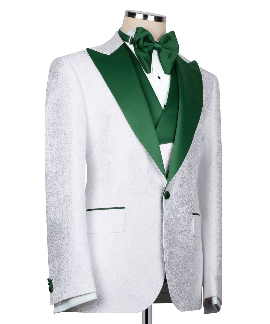 Green collar white tuxedo