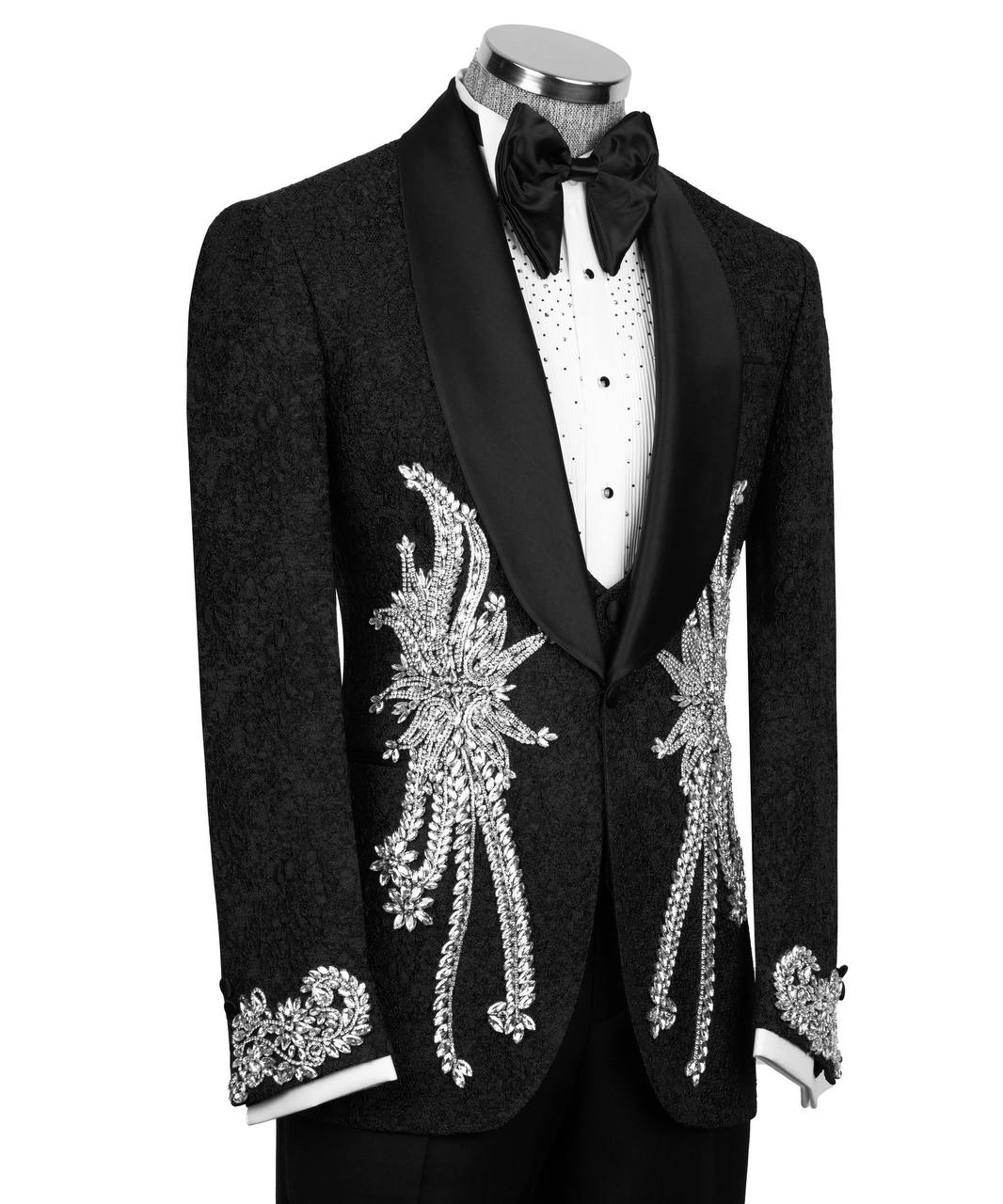 Stone Embroidered Black Tuxedo