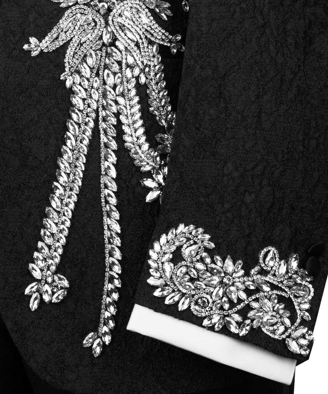 Stone Embroidered Black Tuxedo