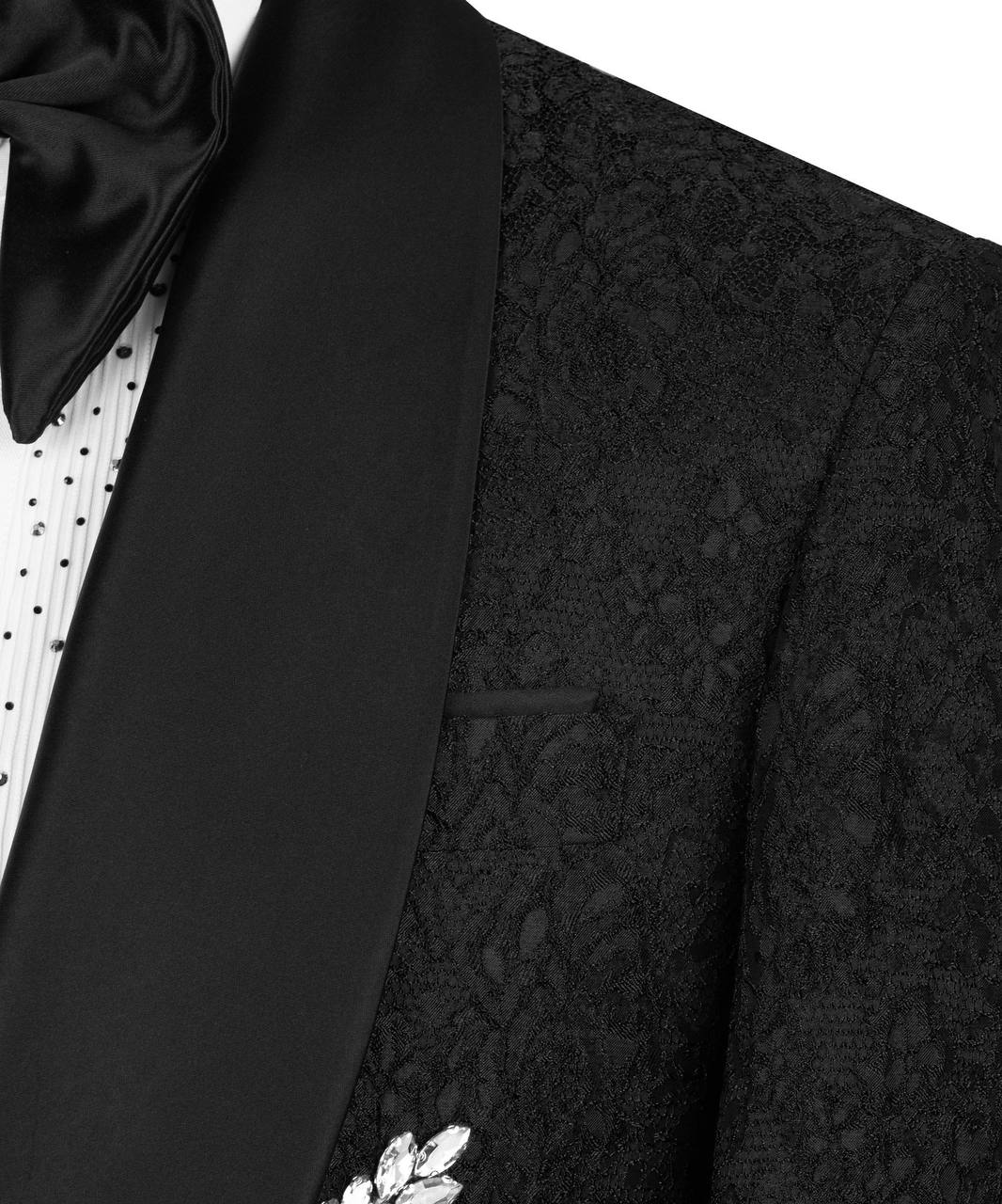 Stone Embroidered Black Tuxedo