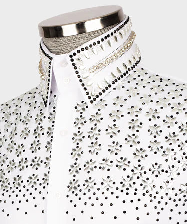 White Shirt - Black Stone Embroidered