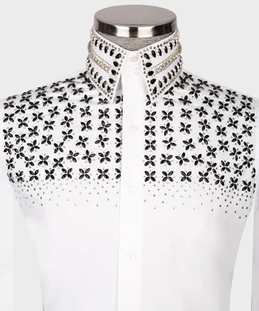 White Shirt - Stone Embroidered