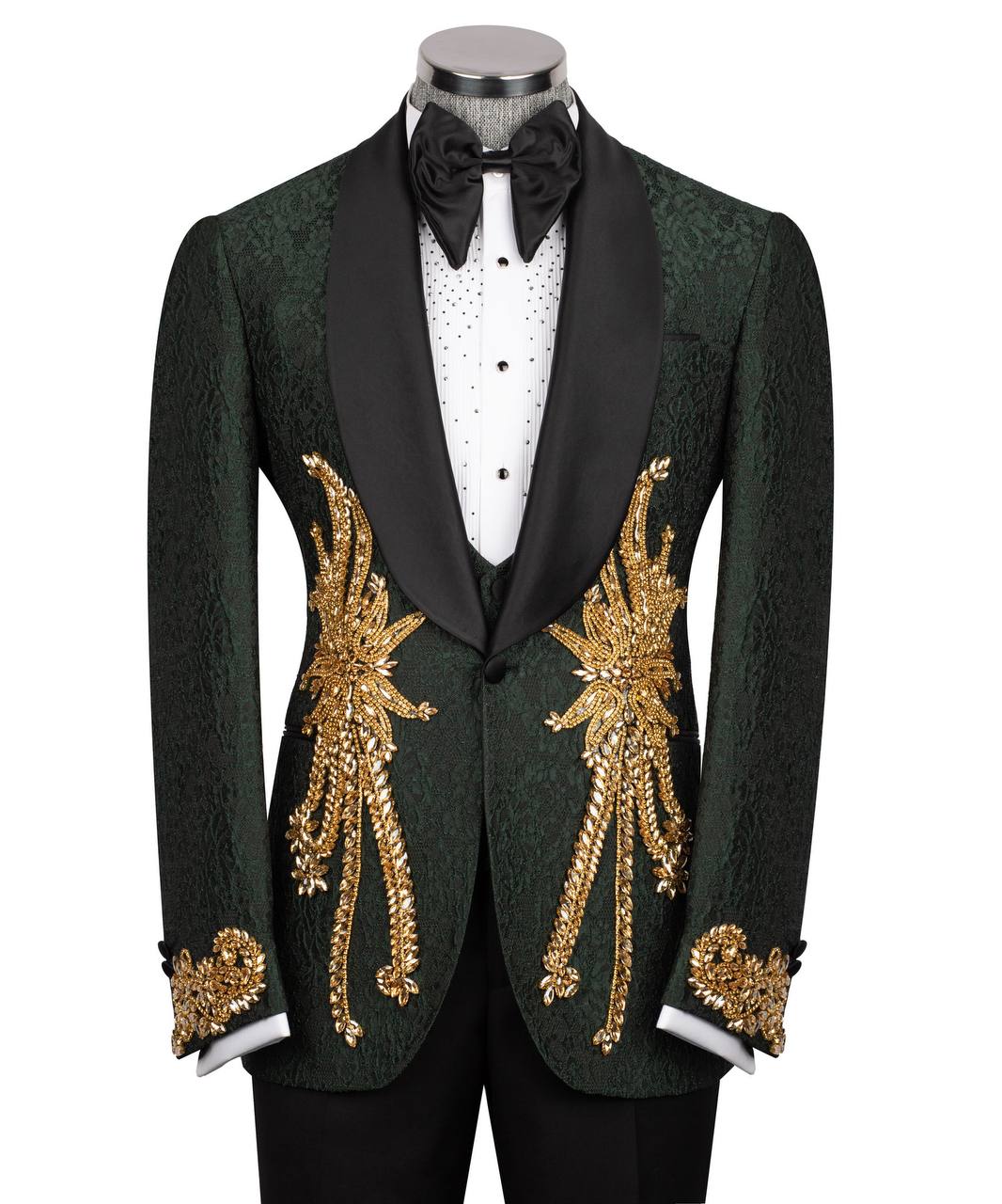 Stone Embroidered Green Tuxedo