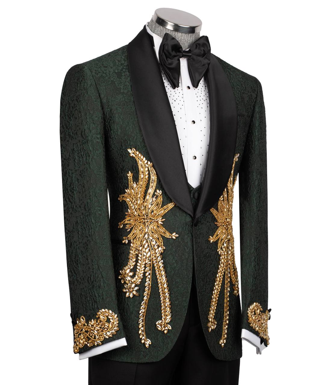 Stone Embroidered Green Tuxedo