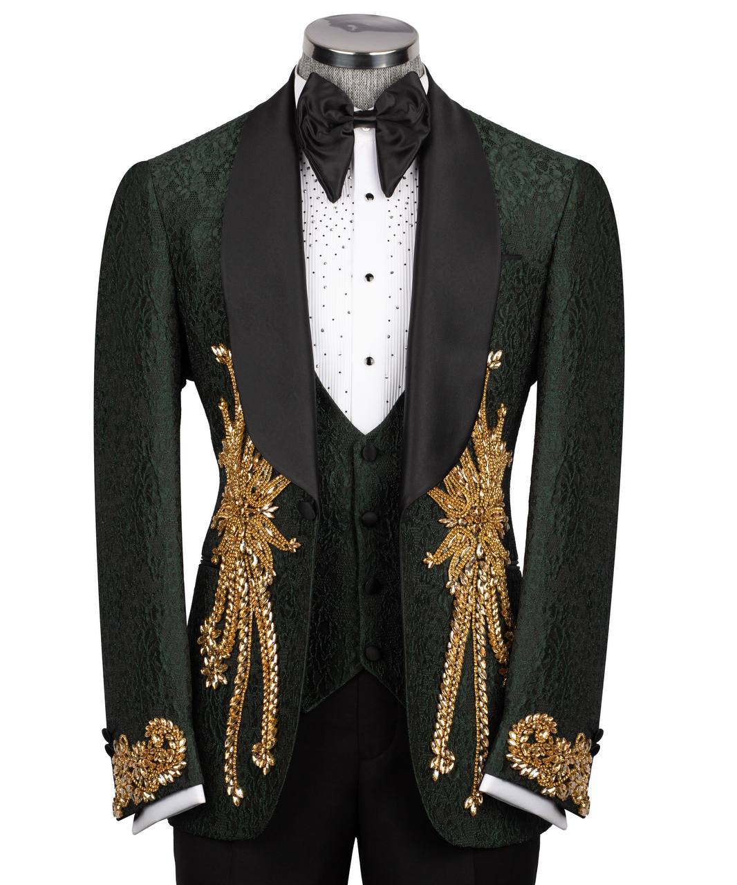 Stone Embroidered Green Tuxedo