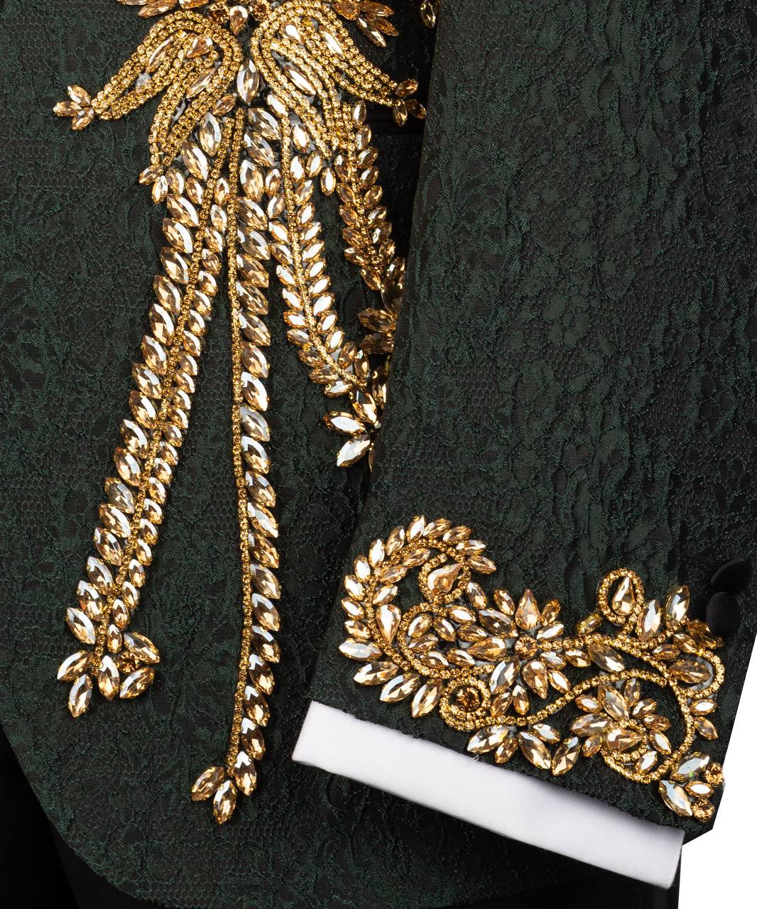 Stone Embroidered Green Tuxedo