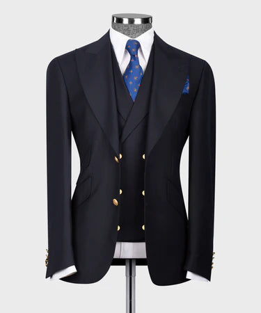 CLASSIC VEST SUIT DARK NAVY BLUE - GOLD BUTTON