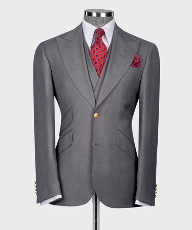 CLASSIC VEST SUIT GRAY - GOLD BUTTON