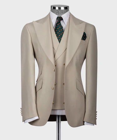 CLASSIC VEST SUIT CREAM - GOLD BUTTON