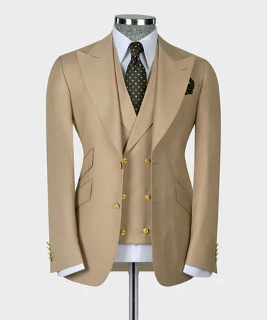 CLASSIC VEST SUIT CAMEL - GOLD BUTTON