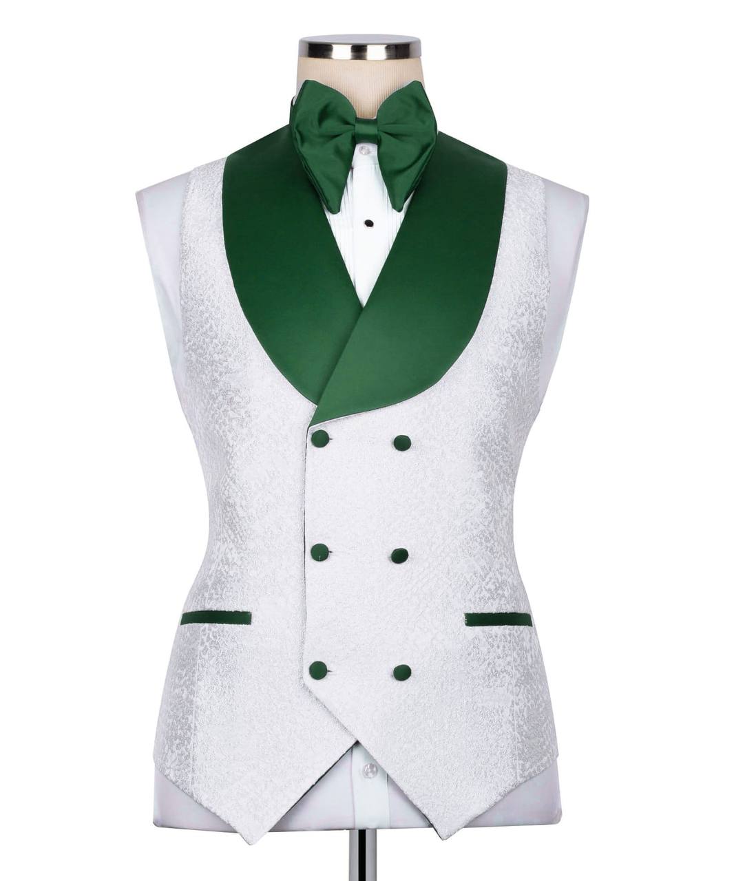 Green collar white tuxedo