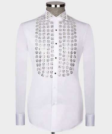 White Shirt - Silver Stone Embroidered