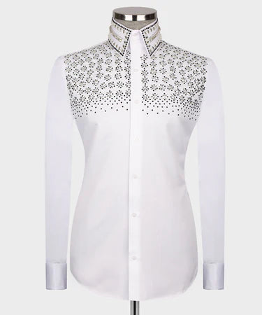 White Shirt - Black Stone Embroidered