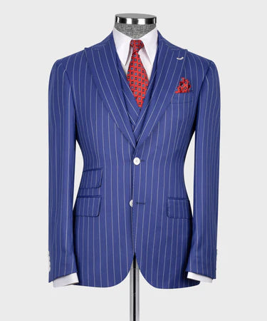 STRIPED VEST SUIT - NAVY BLUE