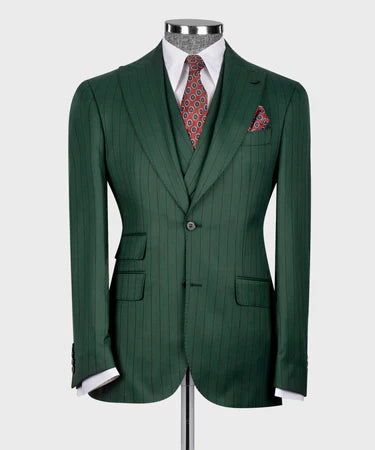 STRIPED VEST SUIT - GREEN