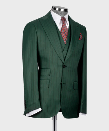 STRIPED VEST SUIT - GREEN