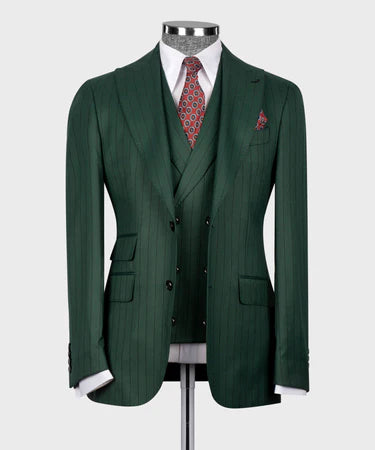 STRIPED VEST SUIT - GREEN