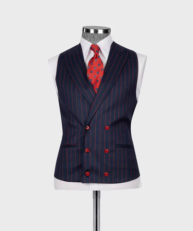 STRIPED VEST SUIT - DARK BLUE