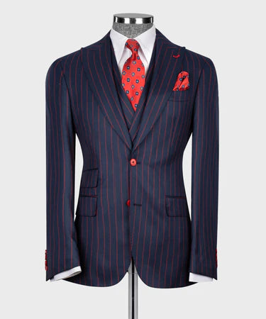 STRIPED VEST SUIT - DARK BLUE