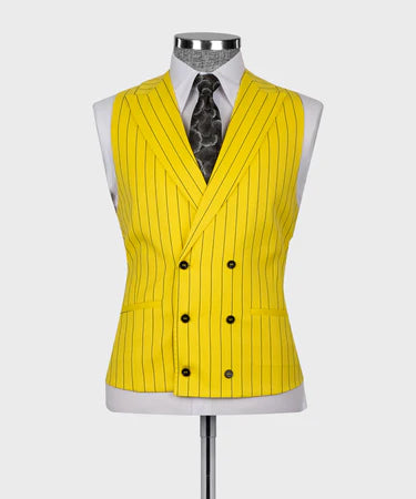 STRIPED VEST SUIT - YELLOW