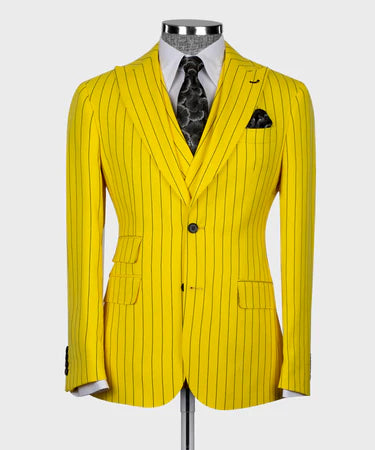 STRIPED VEST SUIT - YELLOW