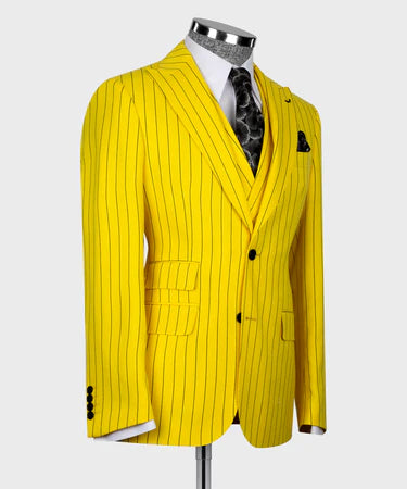 STRIPED VEST SUIT - YELLOW