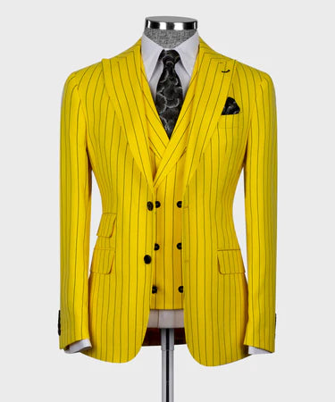 STRIPED VEST SUIT - YELLOW