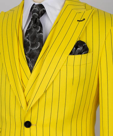 STRIPED VEST SUIT - YELLOW