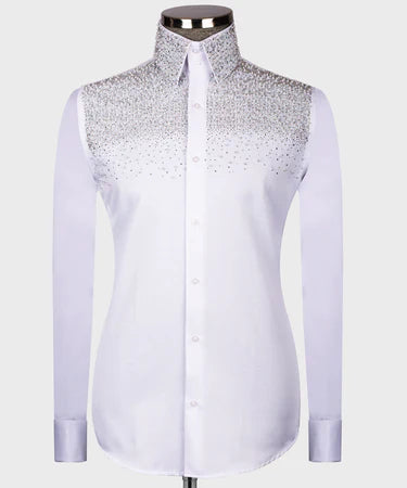 White Shirt - Silver and Pearl stone embroidery