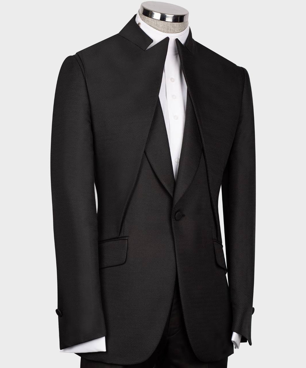 BLACK TUXEDO DOUBLE COLLAR