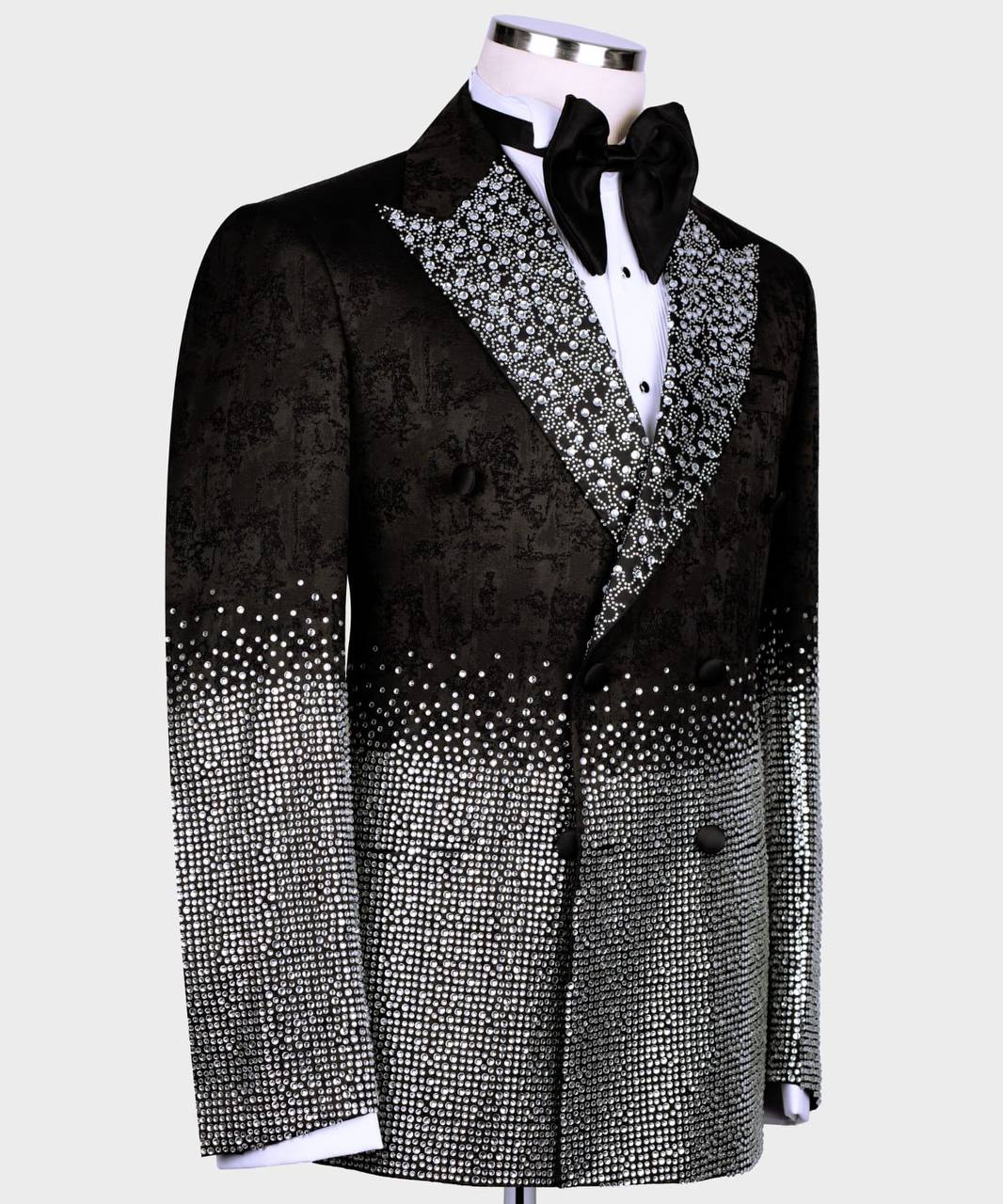 SILVER GEMSTONE EMBRIORED BLACK TUXEDO