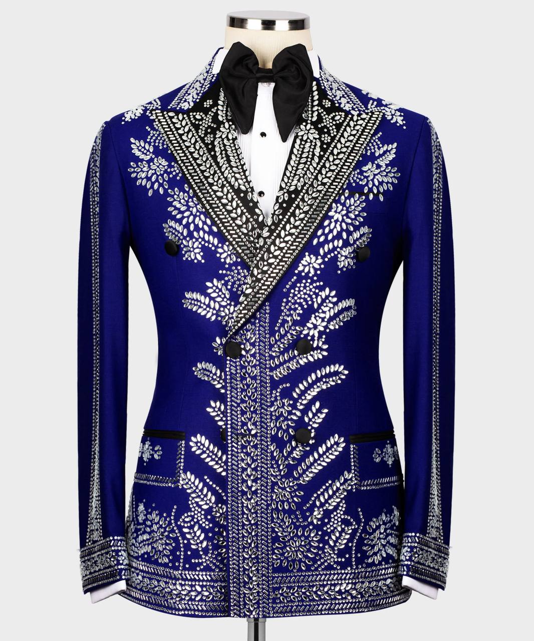 BLUE TUXEDO WITH SILVER STONE EMBROIDERY