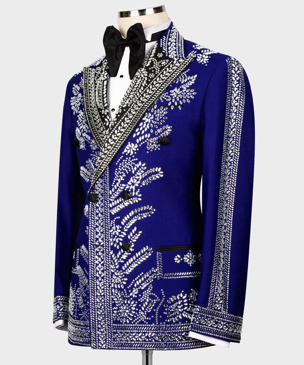 BLUE TUXEDO WITH SILVER STONE EMBROIDERY