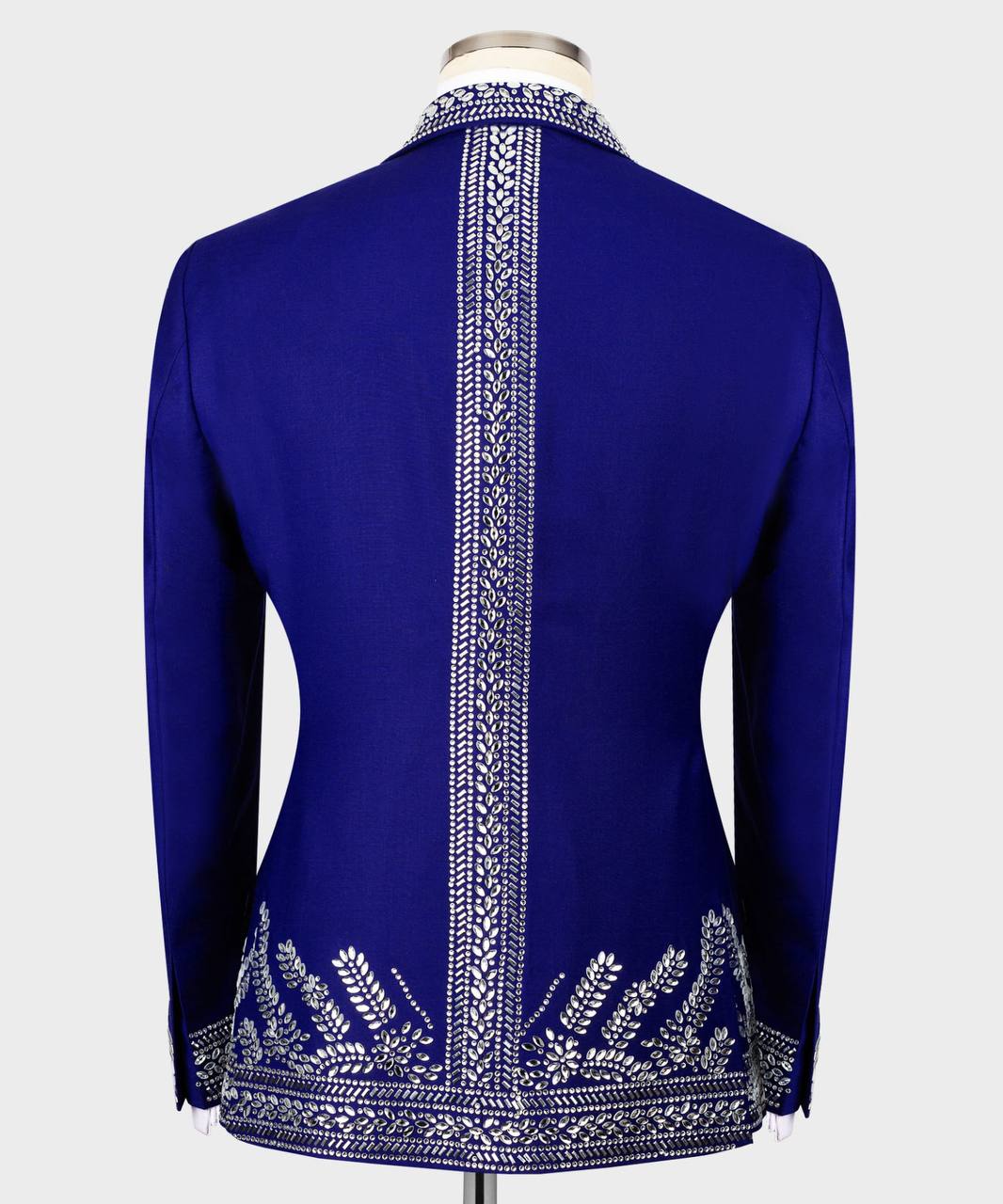 BLUE TUXEDO WITH SILVER STONE EMBROIDERY