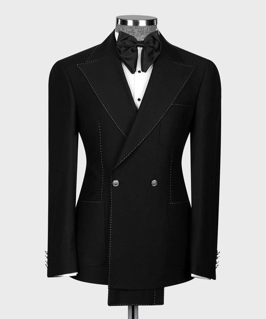 White Spot Stitched Double Breasted Tuxedo