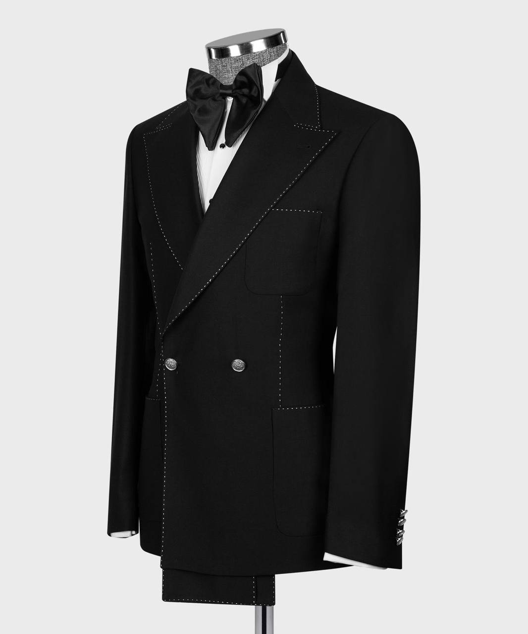 White Spot Stitched Double Breasted Tuxedo