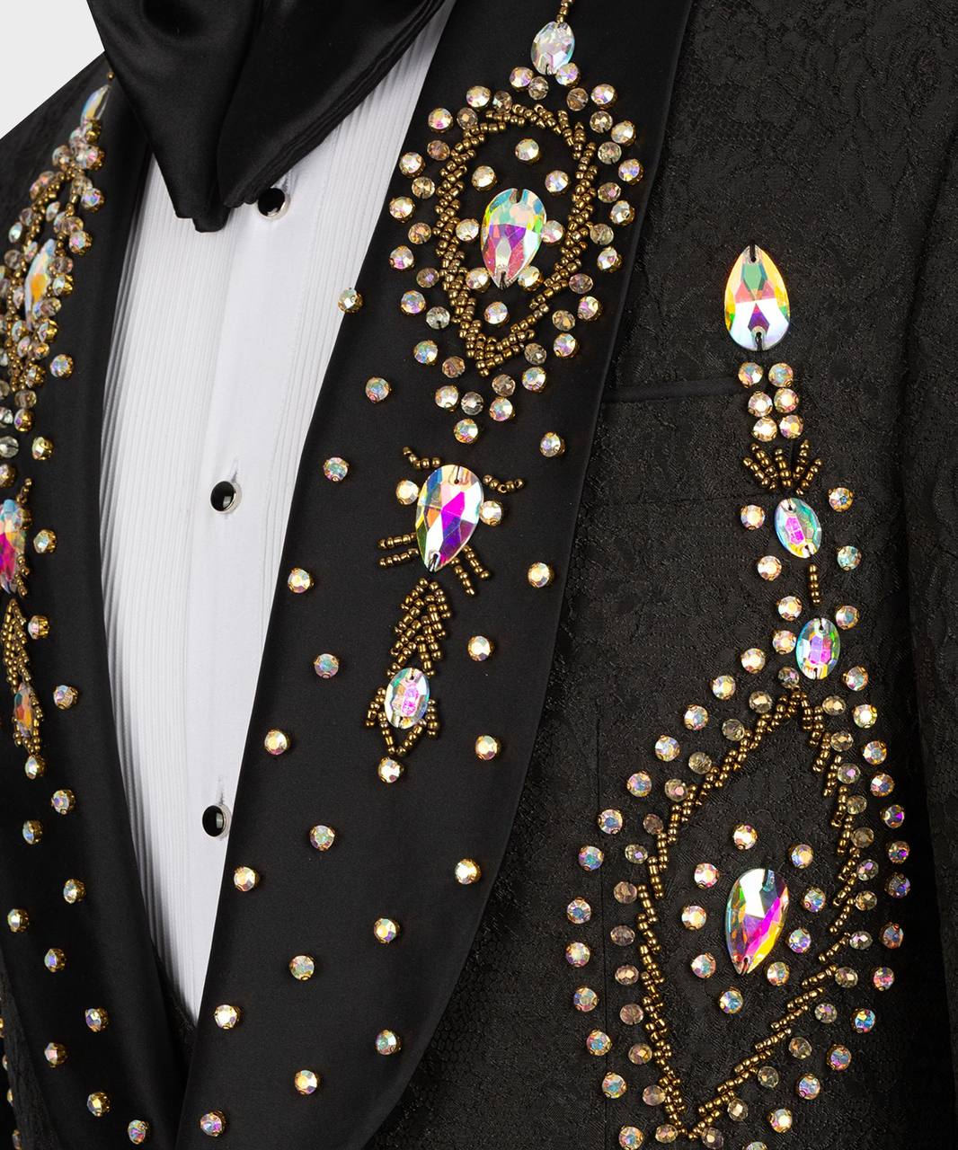 Hand embroidered black tuxedo